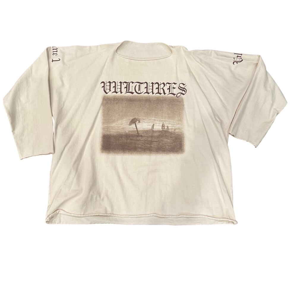 YZY Vultures Vol 1 LS Shirt Size 2 Kanye West Ye White Tracklist Tee NWOT